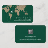 International Travel Agent World Map dark-green Visitenkarte (Vorne/Hinten)