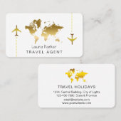 International Travel Agent World Map Gold Glitzer Visitenkarte (Vorne/Hinten)