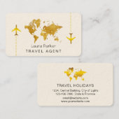 International Travel World Map Gold Glitzer Busine Visitenkarte (Vorne/Hinten)