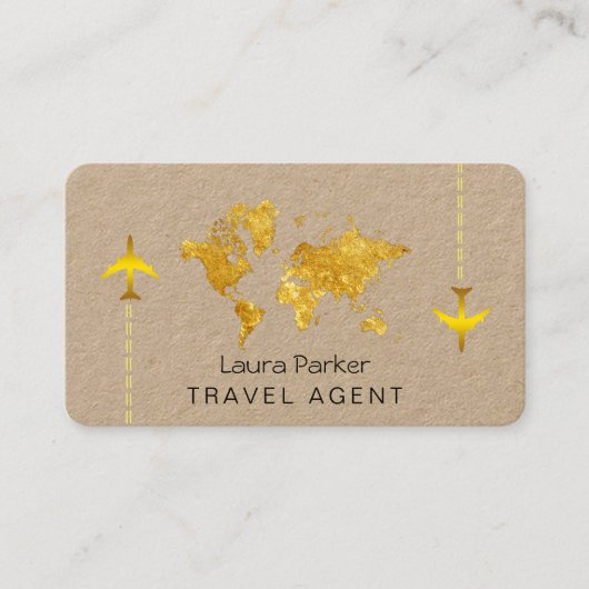 International Travel World Map Gold Glitzer Visitenkarte (Vorderseite)