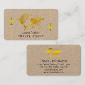 International Travel World Map Gold Glitzer Visitenkarte (Vorne/Hinten)