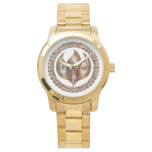 International Unity Flame with World Flags Emblem  Armbanduhr