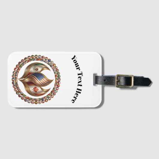 International Unity Flame with World Flags Emblem  Gepäckanhänger (Vorderseite (Horizontal))