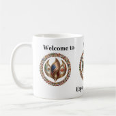 International Unity Flame with World Flags Emblem  Kaffeetasse (Links)