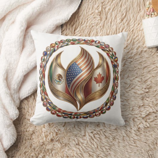 International Unity Flame with World Flags Emblem Kissen (Decke)