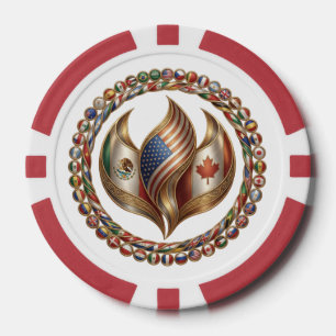 International Unity Flame with World Flags Emblem Pokerchips