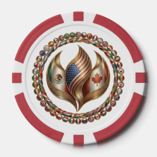 International Unity Flame with World Flags Emblem  Pokerchips