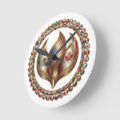 International Unity Flame with World Flags Emblem Runde Wanduhr (Winkel)