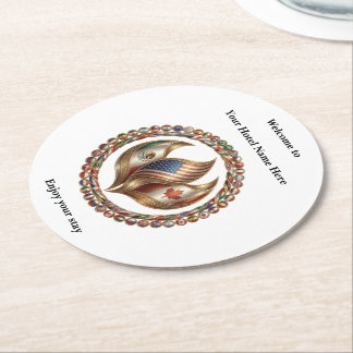 International Unity Flame with World Flags Emblem  Runder Pappuntersetzer