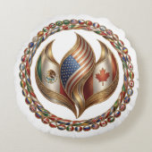 International Unity Flame with World Flags Emblem  Rundes Kissen (Vorderseite)