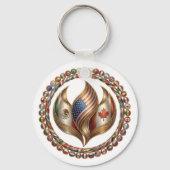 International Unity Flame with World Flags Emblem  Schlüsselanhänger (Vorderseite)