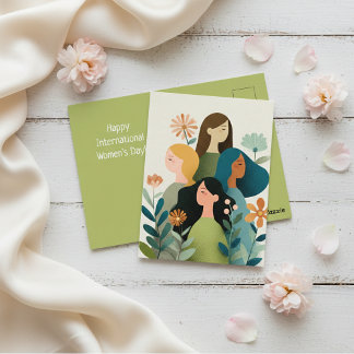 International Women’s Day Card | Diverse Floral Ar Postkarte