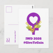 International Women's Day 2026 IWD Give To Gain Postkarte (Vorne/Hinten)