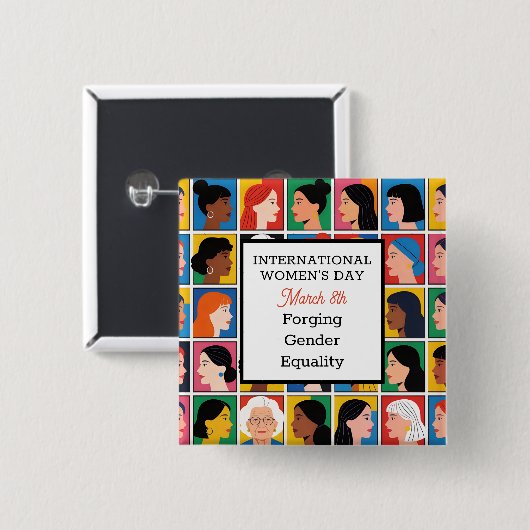 International Women's Day Forging Gender Equality Button (Vorne & Hinten)