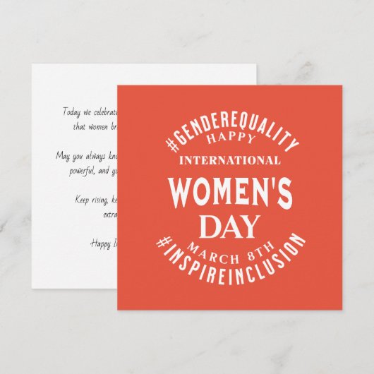 International Women's Day | March 8th Equality Karte (Vorne/Hinten)