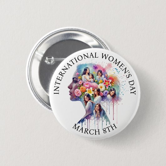 International Women's Day March 8th IWD Button (Vorne & Hinten)