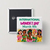 International Women's Day | Pop Art  Button (Vorne & Hinten)