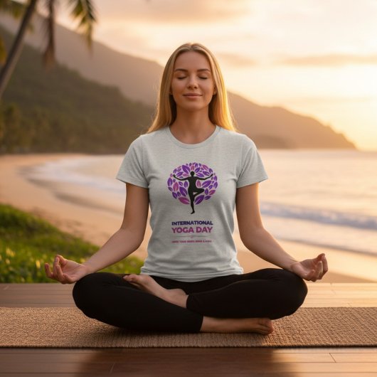 International Yoga Day Tree Pose T-Shirt Tri-Blend Shirt