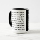 Internationale Cheers Schwarzweiß Tasse (Vorderseite Links)