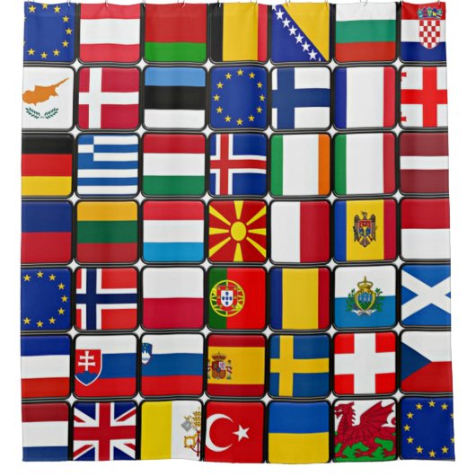 Internationale Flag Collage Duschvorhang (Vorderseite)