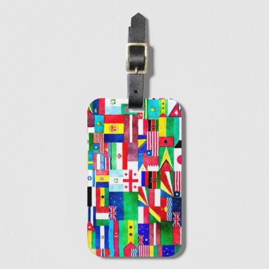 Internationale Flag Collage Gepäckanhänger (Vorderseite Vertikal)