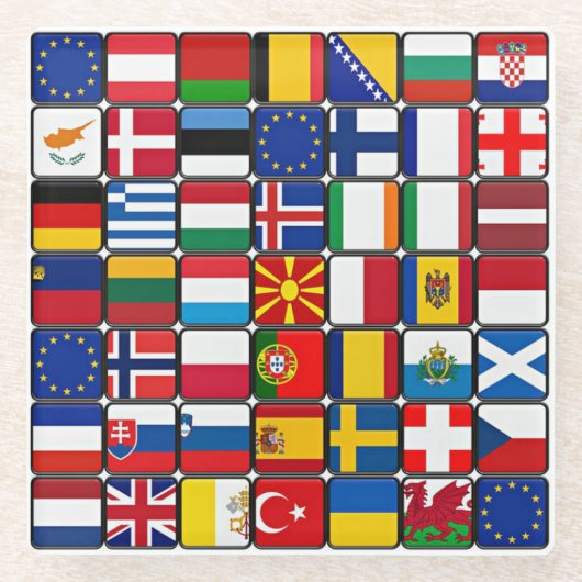 Internationale Flaggensammlung, Weltflaggen Glasuntersetzer (Vorderseite)