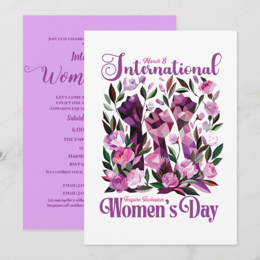 Internationale Frauen-Tag-Flora-Fäuste Postkarte (Vorne/Hinten)