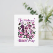 Internationale Frauen-Tag-Flora-Fäuste Postkarte (Stehend Vorderseite)