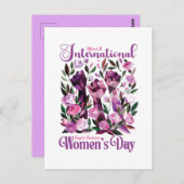 Internationale Frauen-Tag-Flora-Fäuste Postkarte (Vorne/Hinten)