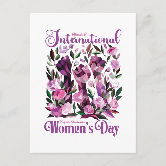 Internationale Frauen-Tag-Flora-Fäuste Postkarte (Vorderseite)