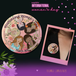 Internationale Frauentage Rosa Feminine Portraits Button