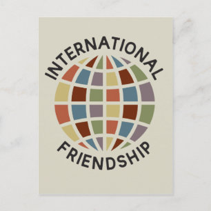 Internationale Freundschaft mit farbenfroher Globu Postkarte