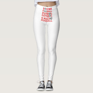 Internationale Fußballnamen-Typografie Rot Sport Leggings