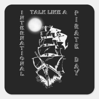 Internationale Gespräche wie ein Piratentag Quadratischer Aufkleber