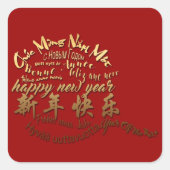 Internationale Goldwünsche Rat Neujahr 2020 Platz Quadratischer Aufkleber (Vorderseite)