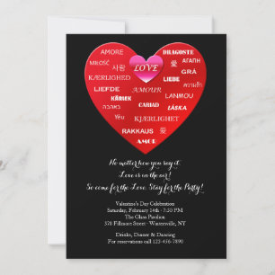 Internationale Liebesworte Valentinstag Einladunge Einladung