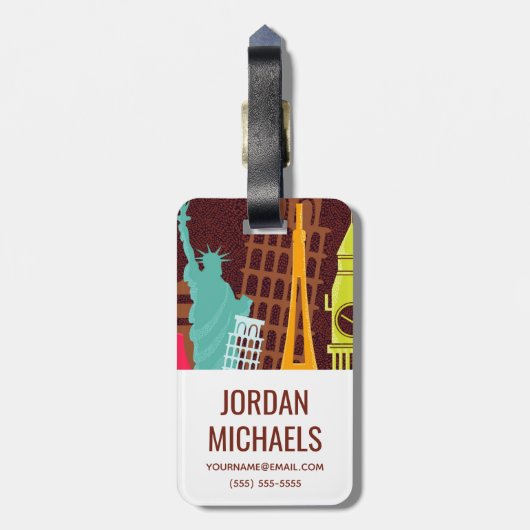 Internationale Monumente Gepäckanhänger (Rückseite vertikal)