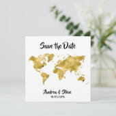 Internationale Paare Weltkarte Wechselherzen Save The Date (Stehend Vorderseite)