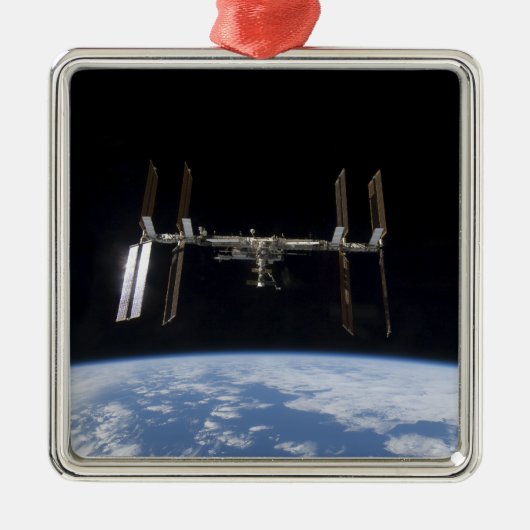 Internationale Raumstation 9 Silbernes Ornament (Vorne)