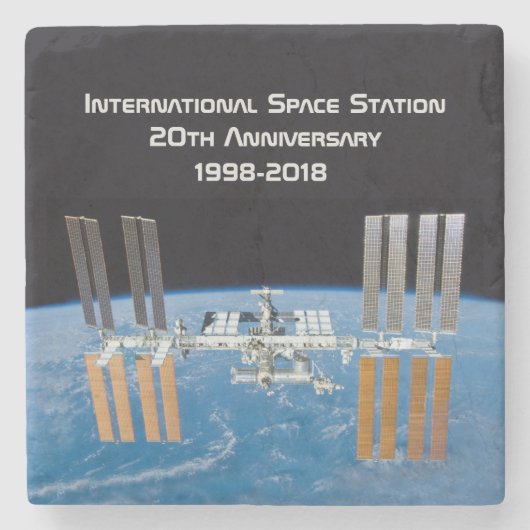 Internationale Raumstation ISS 20 Jahre alt Steinuntersetzer (Vorderseite)