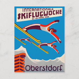 Internationale Ski-Wettkämpfe in Oberstdorf Postkarte