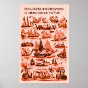 INTERNATIONALE VINTAGE SEGELSCHIFFE, Rot Poster