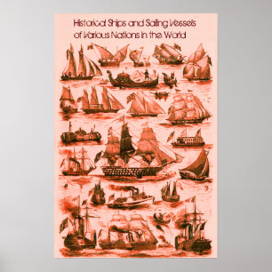 INTERNATIONALE VINTAGE SEGELSCHIFFE, Rot Poster