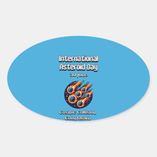 Internationaler Asteroidtag. Ovaler Aufkleber (Vorderseite)