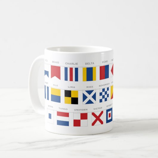 Internationaler Code des Signal-Alphabetes Kaffeetasse (Vorderseite Links)