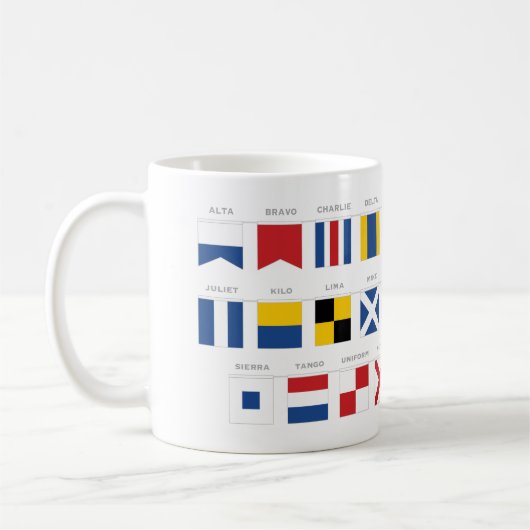Internationaler Code des Signal-Alphabetes Kaffeetasse (Links)