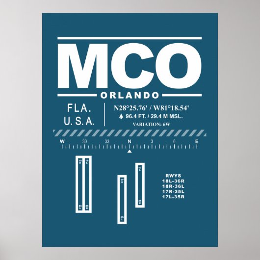 Internationaler Flughafen Orlando MCO Poster (Vorne)