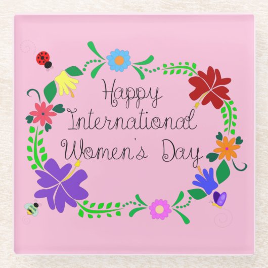Internationaler Frauentag 2021 Glasuntersetzer (Vorderseite)