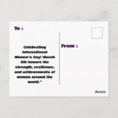 Internationaler Frauentag 2025 in Rosa Postkarte (Rückseite)