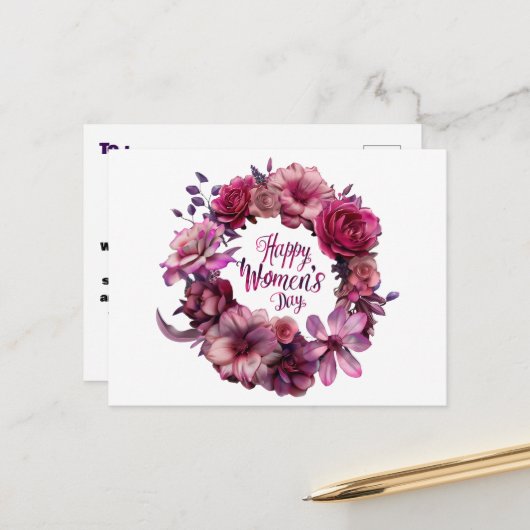 Internationaler Frauentag 2025 Postkarte (Vorderseite/Rückseite Beispiel)